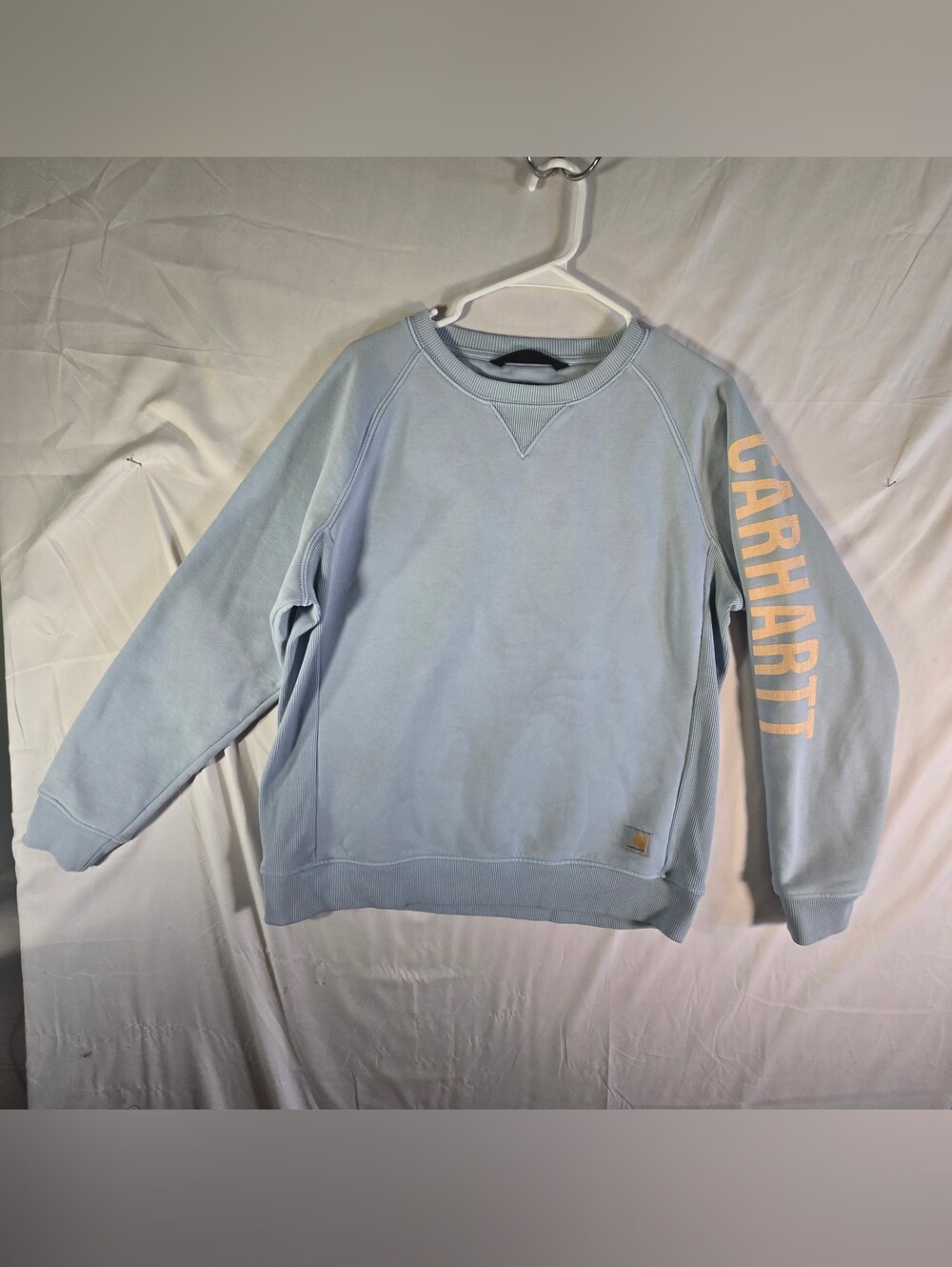 Carhartt Light Blue Crewneck Sweatshirt with Sleeve Logo